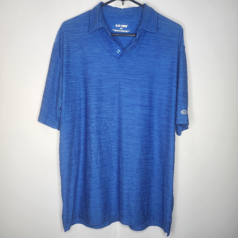 Black Clover Men's Blue Golf Polo with Kia|Young Logo on Sleeve, Large